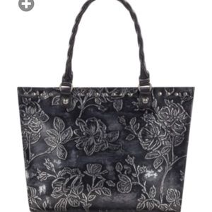 Patricia Nash Black Metallic Leather Tote
